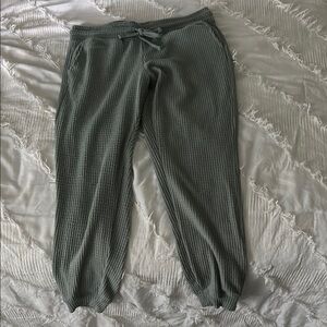 Green Textured Jogger Pants